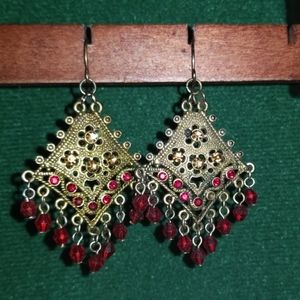 Red and bronze earrings